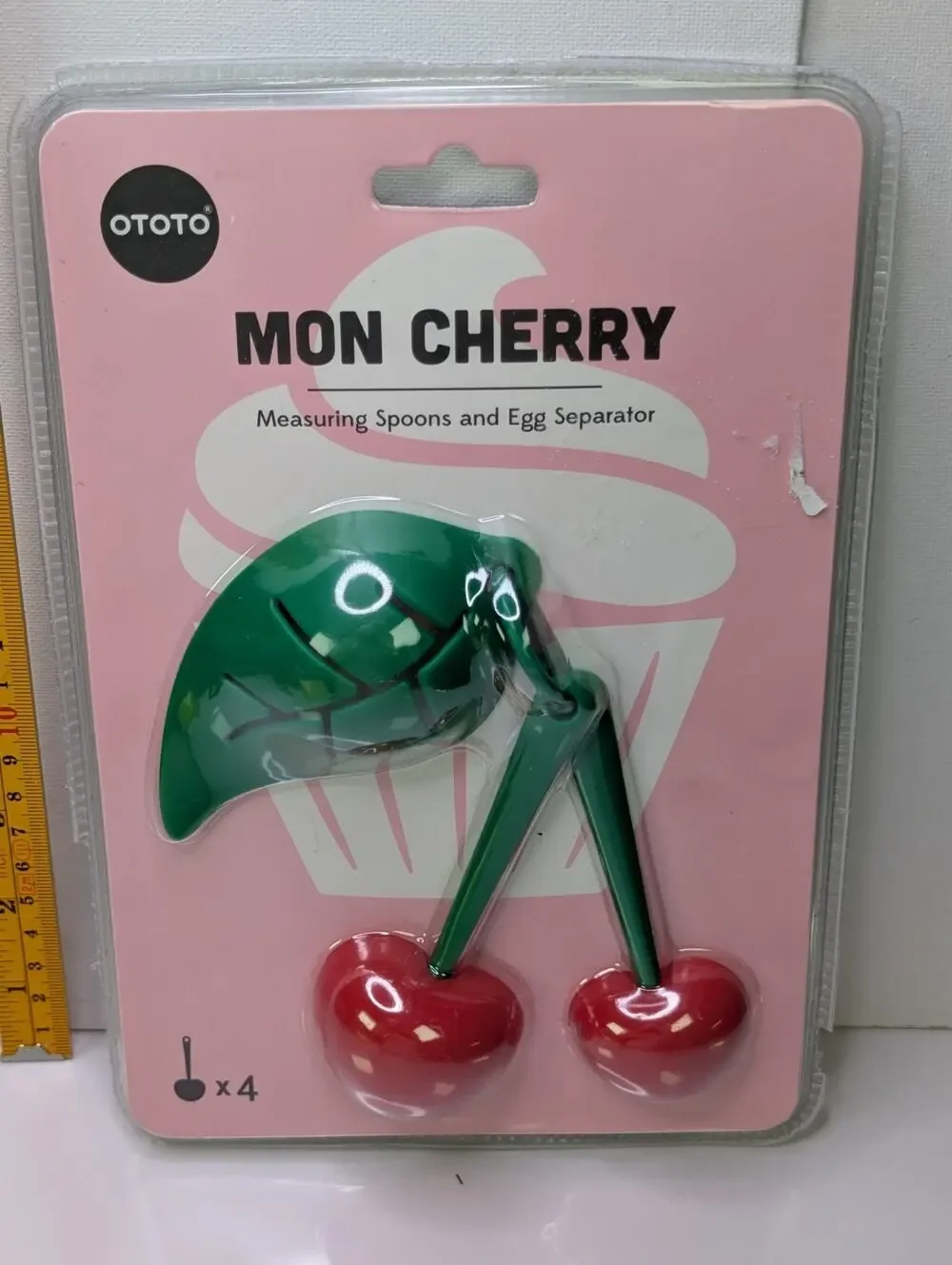 OTOTO Mon Cherry Measuring Spoons & Egg Separator 4-Piece Set New Sealed